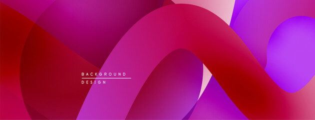 Aufkleber - Abstract fluid shapes overlap, creating vibrant magenta, purple, red gradients. Modern design element for backgrounds.