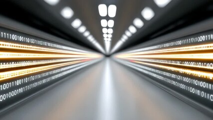 Aufkleber - Digital Highway: A conceptual depiction of binary code streaking through a futuristic tunnel, embodying the essence of data flow and digital connectivity.