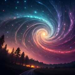 Poster - Light trails creating a dream-like abstract galaxy