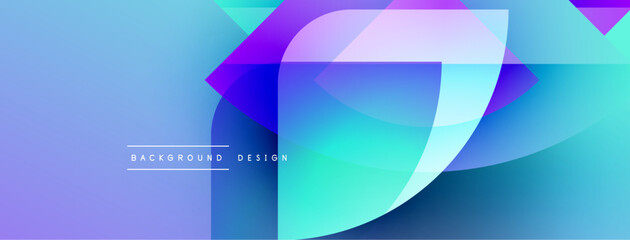 Aufkleber - Abstract design features layered shapes, vibrant blues, purples, greens. Modern aesthetic, dynamic composition, smooth gradients present.