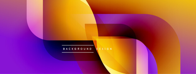 Aufkleber - Abstract vibrant design. Overlapping shapes create dynamic gradient effect. Purple, orange hues dominate composition. Modern aesthetic.