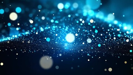 Poster - Abstract Blue Glowing Particles Background