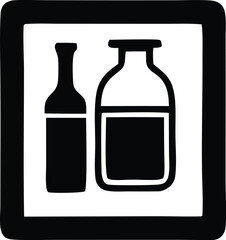 Poster - Simple black and white icon depicting a wine bottle and a jar
