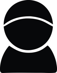 Poster - Abstract black and white icon representing a person wearing a head covering