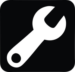 Poster - Black square icon featuring a white wrench symbol for repair and maintenance