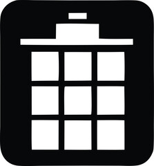 Poster - Black and white icon depicting a nine square grid within a rounded square container