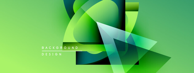 Aufkleber - Abstract green background. Overlapping shapes create dynamic visual effect. Modern design elements suggest innovation, freshness.