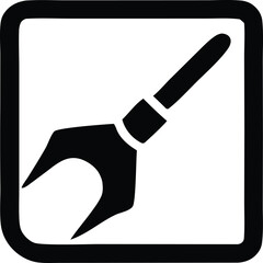 Poster - Black and white icon of a two pronged tool within a square frame