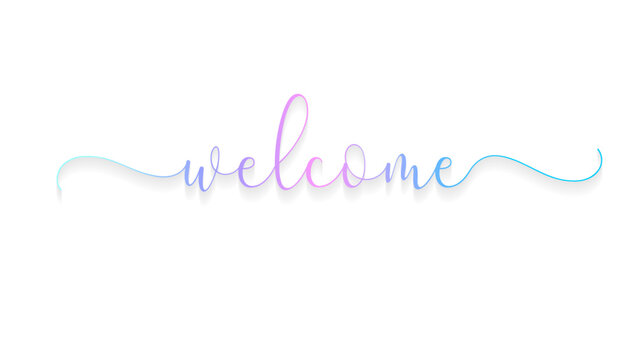 Elegant 'Welcome' lettering in modern calligraphy style – decorative hand-drawn vector stock illustration for greeting cards, invitations, posters, and digital designs.