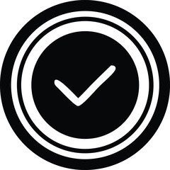 Poster - Bold black and white checkmark icon within concentric circles