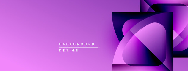 Aufkleber - Abstract purple design. Geometric shapes overlap creating modern background. Gradient hues add depth, visual interest.