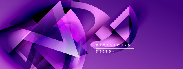 Aufkleber - Abstract purple design features dynamic geometric shapes, flowing lines. Modern background suitable for digital projects.