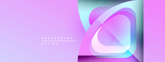 Aufkleber - Abstract design features layered shapes, vibrant colors. Pink, blue hues create modern aesthetic. Minimal text present.