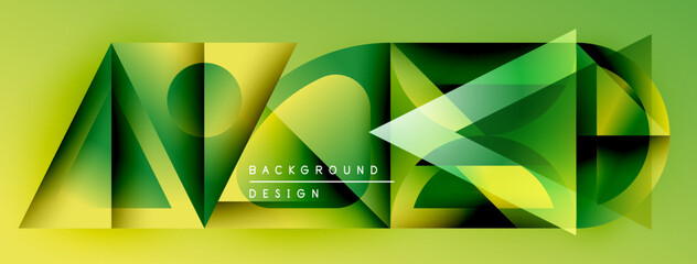 Poster - Abstract geometric design. Vivid green, yellow hues create dynamic composition. Modern style, suitable background element.