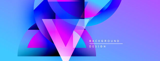 Aufkleber - Abstract vibrant design features overlapping shapes, gradients. Blue, purple, pink hues create dynamic visual effect. Modern aesthetic.