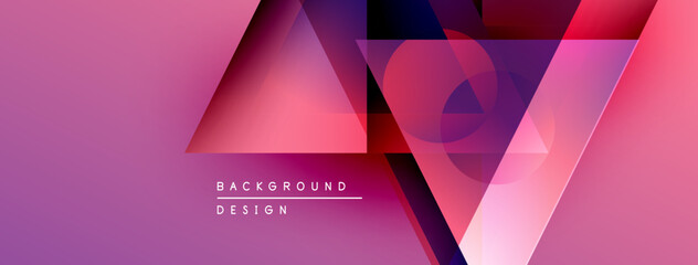 Aufkleber - Abstract geometric shapes overlap, creating vibrant pink purple gradient. Text reads background design. Modern aesthetic.