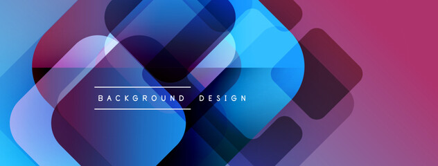 Poster - Abstract geometric shapes overlap. Blue, purple hues dominate design. Modern aesthetic, gradient effect present. Background text reads background design.