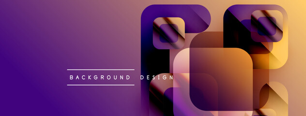 Aufkleber - Abstract geometric shapes overlap purple, gold gradients. Modern design elements create dynamic visual impact. Background suggests technology, innovation.