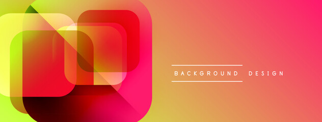Aufkleber - Abstract geometric shapes overlap, creating vibrant gradient effect. Yellow, orange, red hues dominate design. Modern, stylish background.