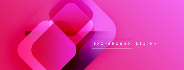 Aufkleber - Abstract pink background. Overlapping squares create dynamic visual effect. Modern design elements present smooth gradients.