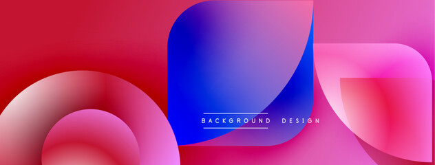 Leinwandbilder - Abstract fluid shapes, vibrant pinks, blues create dynamic background. Modern design elements suggest movement, energy.