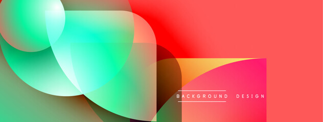 Leinwandbilder - Abstract vibrant shapes overlap. Gradient colors blend, creating dynamic visual effect. Modern design elements present smooth transitions.