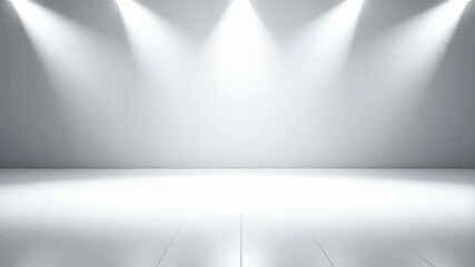 Poster - Bright and clean interior with spotlights illuminating a shiny tiled floor against a neutral wall background.