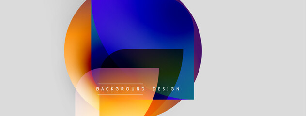 Fototapete - Abstract colorful circles overlap, creating dynamic visual effect. Background features text background design. Modern, vibrant composition.