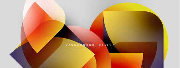 Leinwandbilder - Abstract geometric shapes overlap, creating vibrant color gradients. Modern design with smooth transitions, ideal for backgrounds.