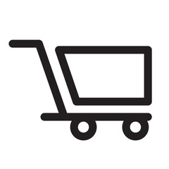 Poster - A simple, black and white line drawing of a shopping cart, viewed from the side.