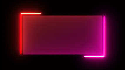 Poster - Abstract glowing red and purple color neon rectangle border frame looping background. Neon effect rectangle frame Loop background 4K