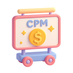 Poster - Promotional Event, CPM Icon, Creative Design, 3D Graphic, Vibrant Environment, Playful Viewpoint, 3D Icon PNG