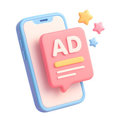 Poster - Create 3D Icon PNG for Mobile Advertising with Colorful Elements in a Modern Digital Environment