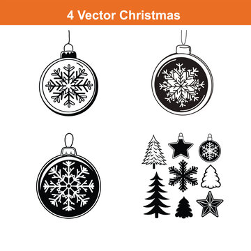 Christmas ornament flat icon,Christmas Decoration Icon on Black and White Vector Backgrounds