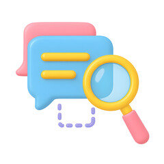 Poster - Speech Bubbles with Magnifying Glass PNG for Digital Design in Creative Environments