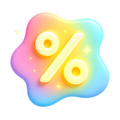 Poster - Colorful 3D Percentage Icon PNG for Business Promotions in Modern Digital Environments