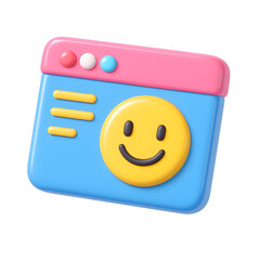 Poster - Create, 3D Icon, Happy Face Window, Graphic Design, Digital Space, Isometric View, Fun Concept in PNG Format