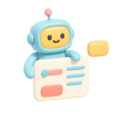 Poster - Engaging Robot Icon, Digital Interface, Modern Workspace, 3D PNG Design, Playful Environment, Close-Up View