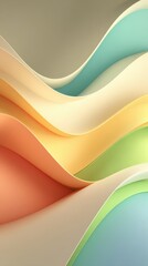 Poster - Abstract pastel color waves background with smooth paperlike curves Concept of modern design, fluidity, and calming aesthetics for graphic design projects