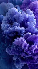 Poster - Abstract purple and blue ink cloud swirling in water, creating a dreamy and ethereal texture Concept of creativity, imagination, and fluid art