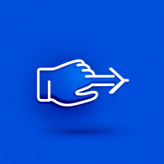 Poster - A stylized white hand with an arrow pointing to the right on a vibrant blue colored background