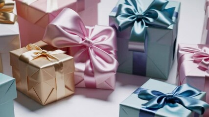 Aufkleber - Elegant pastel gift box with satin ribbon and festive color, perfect for New Year celebration or special occasion present