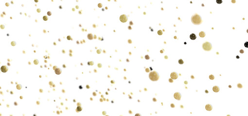 Poster - High-resolution image of beige and brown bubbles floating on a white background. Ideal for abstract designs.