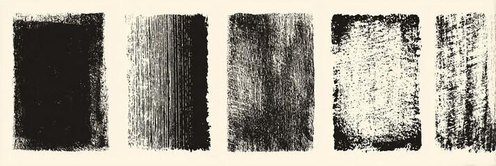 Poster - Various black and white textured rectangles arranged in a horizontal row on a cream colored background