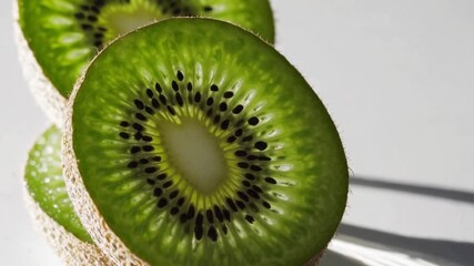 Aufkleber - Kiwi slice fruit green fresh juicy closeup healthy vibrant natural tropical sweet delicious texture organic raw vegetarian snack