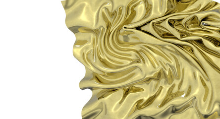 Aufkleber - Shiny golden fabric draped in an abstract form