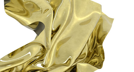 Aufkleber - Shiny golden fabric draped in an abstract form