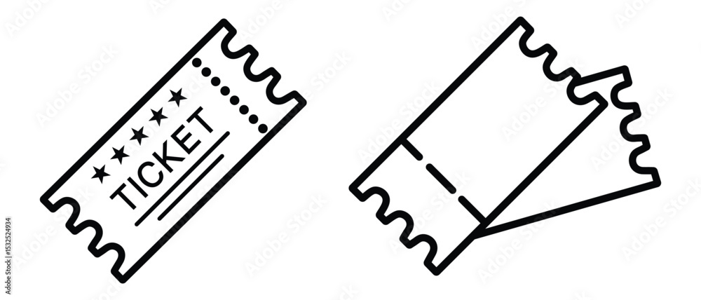 Ticket icon vector flat outline vector illustration. Raffle ticket ...