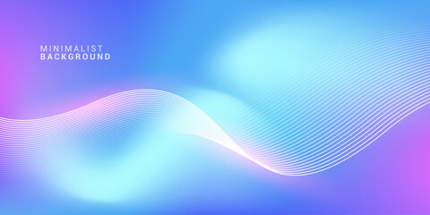 Wall Mural - Abstract blue gradient background with shining lines waves. Minimalist background for banner, poster, cover, brochure, flyer, website