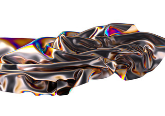 Poster - Abstract iridescent folds with a metallic sheen